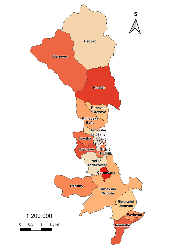 Mapa miest a obcí UMR Rimavská Sobota