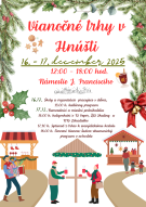 Znázornená tržnica, vianočná girlanda a pozánka na vianočné trhy